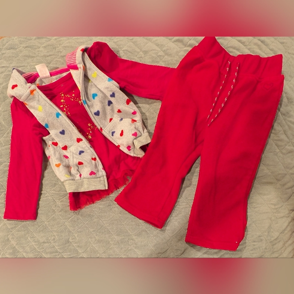18M Colorful Heart Print Baby Outfit